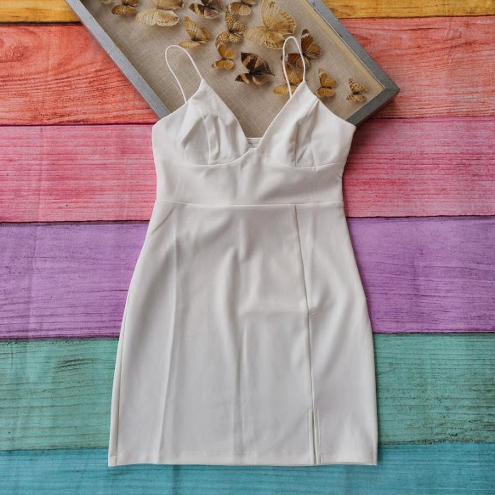 Princess Polly White Stretch Mini Slip Dress 10